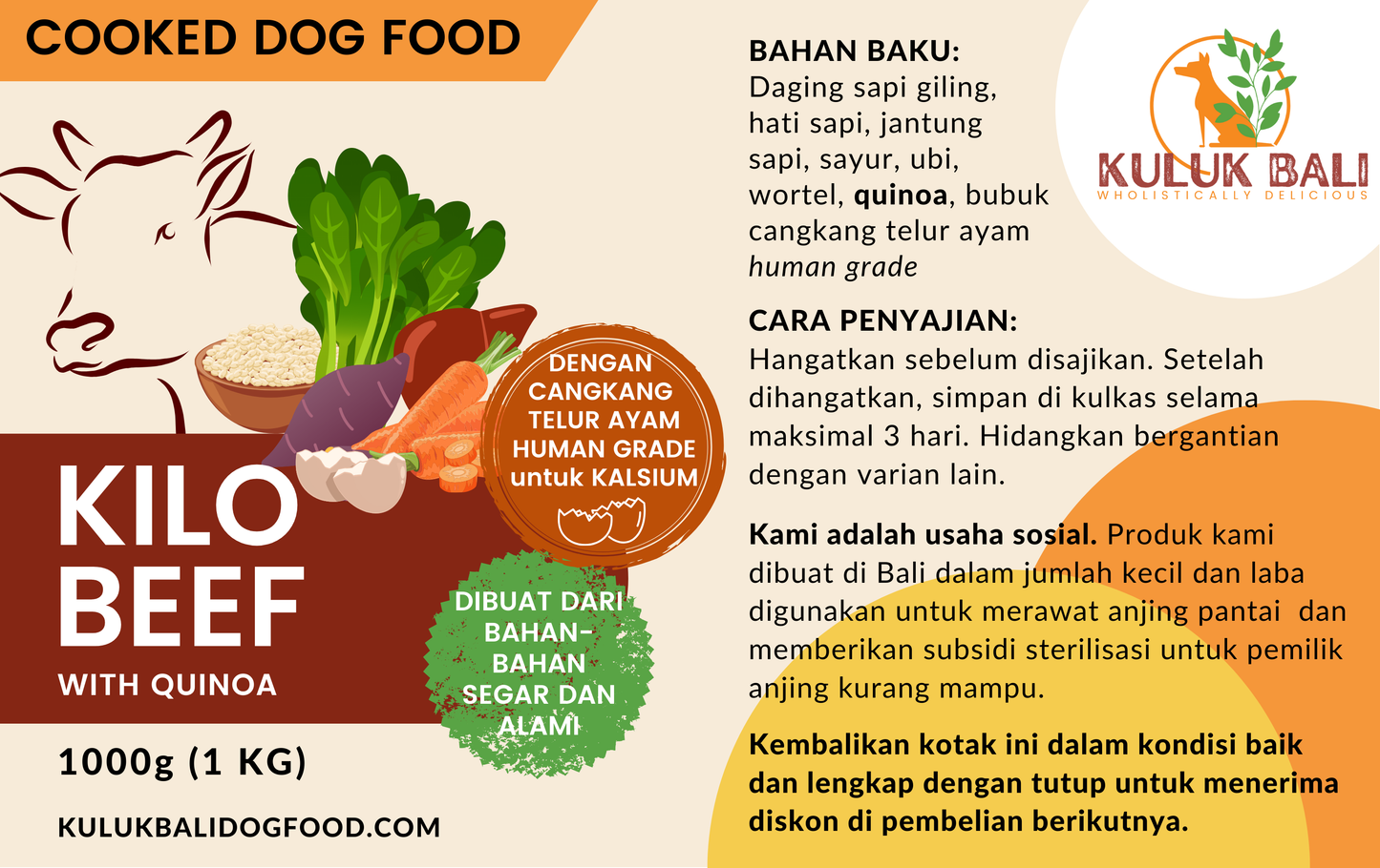 KILO Beef QUINOA - COOKED - 1000g