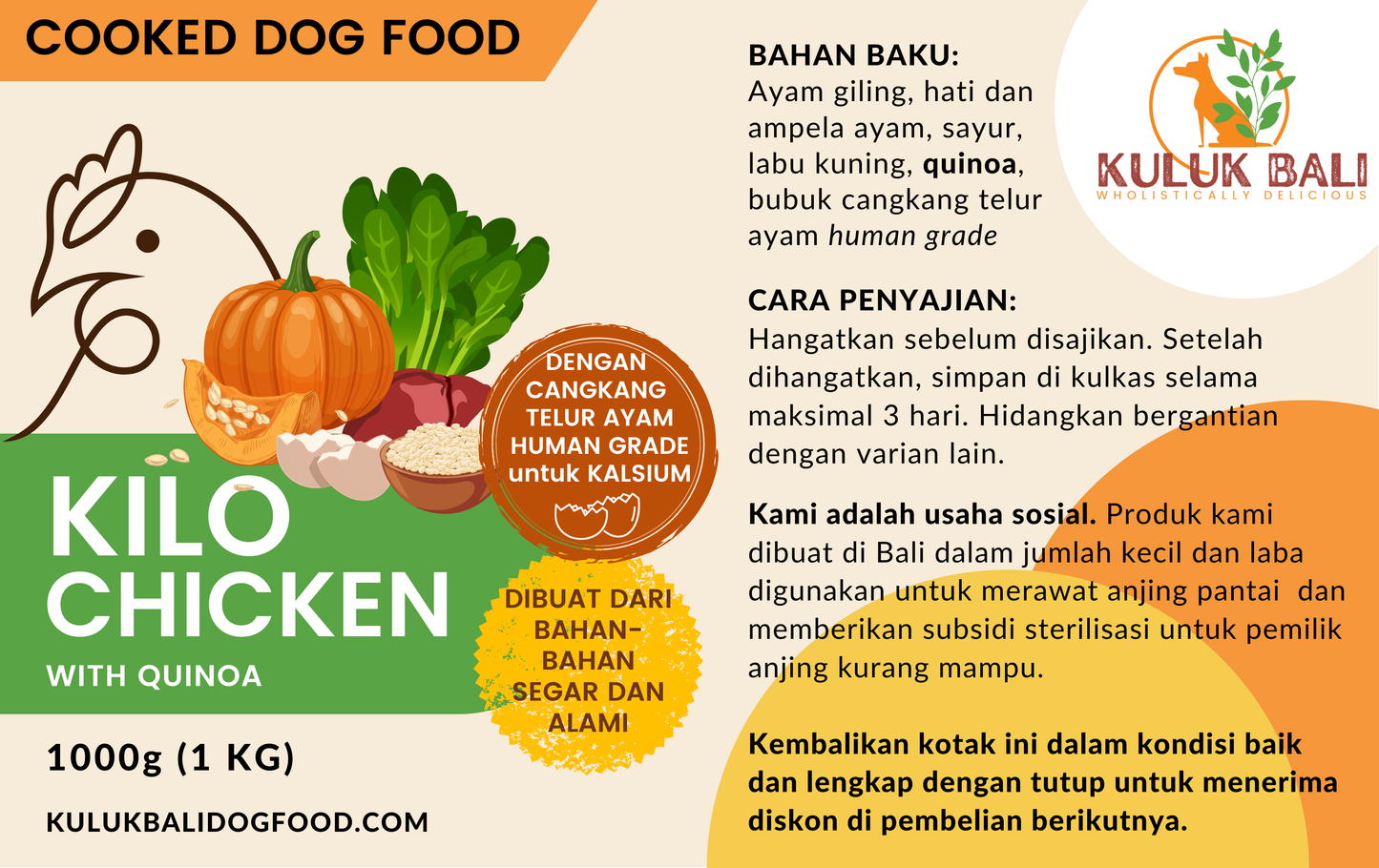 KILO Chicken QUINOA - COOKED - 1000g